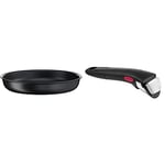 Tefal Ingenio Eco Resist Poêle 22 cm, Induction, Indicateur de démarrage de cuisson, Cuisson saine, L3970302 & Ingenio Poignée amovible noire, Verrouillage sécurité 3 points, Expertise L9863302