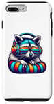 iPhone 7 Plus/8 Plus Colorful raccoon with headphones vintage colorful raccoon Case