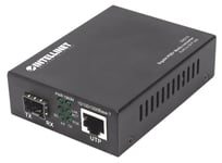 Intellinet Gigabit PoE+ Media Converter, 1 x 1000Base-T RJ45 Port to 1 x SFP Port, PoE+ Injector (Euro 2-pin plug)