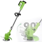 ZZJCY 24V Cordless Grass Trimmer Straight Shaft String Trimmer Edger, Lawn Mower with Sharp Trimming Heads, for Small Grass/Heavy Bush(10.0Ah Battery)
