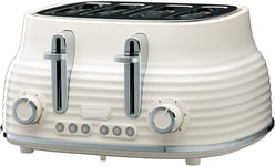 Daewoo Sienna Collection 4 Slice Toaster Adjustable Browning Controls, Cream