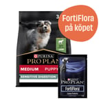 Medium Puppy Sensitive Digestion Lamb + 7-pack FortiFlora - Torrfoder 12 kg + 7-pack FortiFlora