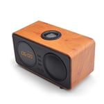 JACKWS Bluetooth Speaker, Wooden Alarm Clock FM Radio TF Card Wireless Subwoofer HD Audio And Sound Bot 8 Hours Play