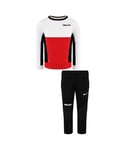 Nike Childrens Unisex Air Long Sleeve Pullover Stretch Waist Black Red Kids Tracksuit DC8639 010 - Multicolour Cotton - Size 1-2Y