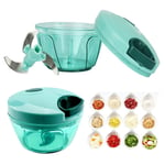 Manual Mini Food Chopper - Compact Hand-Powered Food Processor/Blender with 3-Blades 330ML - to Chop Fruits, Vegetables, Nuts, Herbs, Onions, Meat, Garlics for Salsa, Salad, Pesto, Co