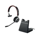 Jabra Evolve 65 SE UC Monaural Wireless Headset Link380 USB-A Adapter + Charging Stand 6593-833-499
