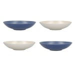 KitchenCraft Pasta Bowls in Gift Box Lead-Free Glazed Stoneware Blue/Cream