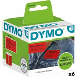 Ruller med etiketter Dymo Label Writer 54 x 7 mm Rød 220 Dele (6 enheder)