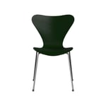 Fritz Hansen Sjuan 3107 stol evergreen, färgad ask, kromat stålstativ