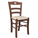 Chaise En Bois Loris Noyer Foncé Avec Assise Rembourrée En Similicuir Beige