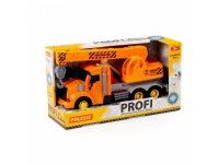 Polesie 86617 'Profi' kranbil med drivning, orange, ljus, ljud i låda