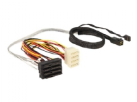 Delock - Intern SAS-kabel - med sidoband - SAS 6Gbit/s - 29-stifts intern SAS (SFF-8482) (hona) till 4 pin intern effekt, Mini SAS HD (SFF-8643) (hane) - 50 cm