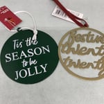 2 Hanging Christmas Tree Decoration Metal tis the season JOLLY & Festive 20  New