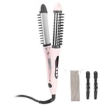 (US Plug)2‑in‑1 Hair Straightener Flat Iron Hot Round Brush Hair Straighten TDM