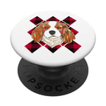 Cavalier King Charles Christmas Red Plaid pattern Xmas Dog PopSockets PopGrip Interchangeable
