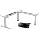 Allcam ACEDF13T Electric Sit-stand Desk Frame/Triple Motor Height Adjustable Standing Radial Desk 90°/120° (frame only) in Silver