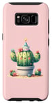 Coque pour Galaxy S8 Cactus rose souriant mignon avec fleurs et chapeau de fête