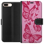Apple iPhone 8 Plus Musta Lompakkokotelo Fjärilar