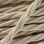 Art Deco Emporium PRE-CUT 3 Meter Length Vintage Styled British Classic Ivory Cream Coloured Cloth Covered Braided Twist Flex - Electric Cable 3 Core; Electrical Wire 6Amp; Lighting Lead 0.75mm