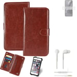 CASE FOR Motorola Edge 30 Neo BROWN + EARPHONES FAUX LEATHER PROTECTION WALLET B