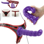 Strap On Harness Purple Dildo Sex Toys Lesbian Couples 3 Detachable Penis Enjoy