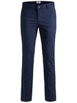 Jack & Jones Men's Chino Pants | Stretch Trousers Tapered Cut | Slim Fit Look JPSTMARCO JJBOWIE, Colours:Navy, Pant Size:28W / 30L, Z - Länge L30/32/34/36/38:L30