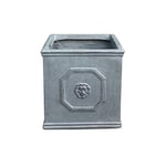 Kante Pot de Fleurs carré en béton avec Motif de tête de Lion, Style Anglais Classique - avec Trou de Drainage et Bouchon en Caoutchouc - pour intérieur et extérieur, Jardin, terrasse, Maison - Gris