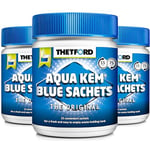 Thetford LOT 3 X Aqua KEM Blue SACHETS WC Chimique Entretien Caravane Toilettes Produit Adulte Unisexe, Bleu, Grand