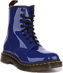 Dr Martens 1460 W Patent Womens Leather Ankle Boots In Blue Size UK 3 - 8