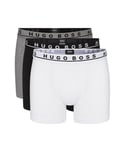 Boss Mens Hugo 3 Pack Stretch Cotton Boxer Trunks in Black Grey White - Multicolour - Size Small