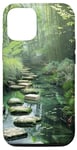 Coque pour iPhone 15 Pro Zen Garden Livres Nature Paisible Bambou Vert