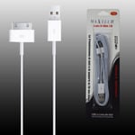 Câble Lightning Apple iPhone 4 de 30 broches à USB 5V-1500MA 2,5MT MAXTECH F-IP005