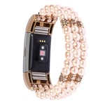 Fitbit Charge 2 stretchy pearl jewelry watch band - Pink