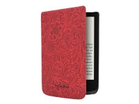 PocketBook Comfort - Vikbart fodral för eBook-läsare - 100 % polyuretan - röda blommor - för PocketBook Basic Lux 2, Touch HD 3, Touch Lux 4