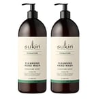 2 x Sukin Hand Wash Cleansing Botanical Liquid Soap Dispenser Hydrate 2L