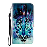 Case for Huawei P40 Pro, Premium PU Leather Soft TPU Silicone Shockproof Wallet Colorful 3D Pattern Design Flip Folio Protective Cover [Kickstand] [Card Slot] [Magnetic Closure], Tiger