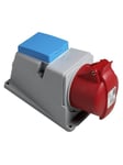 ABB Surface socket-outlet with dk-outlet 3p+n+e 16a 250vac ip44 clock position of grounding contact 6 hour color code red