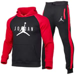 DSFF Jordan Veste à capuche et pantalon de sport 2 pièces pour homme Rouge/noir A-L