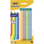 BIC Evolution Stripes With Eraser HB Graphite Pencils - Assorted Colours, Blister of 8