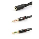 Cord 1 Female to 2 male Micphone Adapter 3.5 mm Y Splitter Audio Cable
