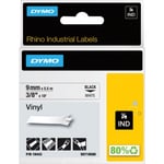 Dymo Rhino Industrial -vinyltejp 9 mm x 5,5 m, svart med vit botten