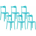 Lot de 6 Chaises de Salle à Manger Design en Plastique Bleu Turquoise Empilables pour Intérieur et Extérieur au Style Moderne et Scandianave Beliani