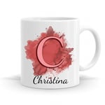 i-Tronixs® Personalised Name Initial Colour Printed Coffee Tea Mug for Valentines Day Birthday for Him Her Boyfriend Girlfriend Fiance Husband Wife Friend (Red)
