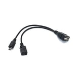 1 In 2 OTG Micro Usb Host Power Y Splitter Usb Adapter To Mirco 5 Pin Male Female Cable Durable Micro USB OTG Cable - black