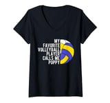 Womens MY FAVORITE VOLLEYBALL PLAYER CALLS ME POPPY Coach V-Neck T-Shirt