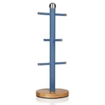Swan Nordic Style Blue Free Standing 6 Cups Holder Mug Tree Stand Bamboo Base