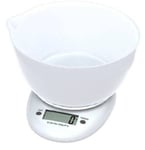 Omega Digital køkkenvægt med skål - 1g - 3kg - Hvid
