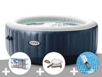 Kit spa gonflable Intex PureSpa Blue Navy rond Bulles 6 places + 6 filtres + Kit d'entretien + Aspirateur