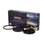 Hoya 67mm Filterkit med UV-filter, Cirkulärt polfilter och NDx8 Gråfilter