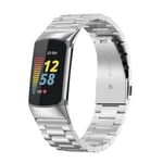 Fitbit Charge 6 ruostumattomasta teräksestä valmistettu kellon ranneke - hopea
